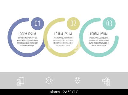 Vector infographic template circles for three paper label, diagram, graph, presentation. Business concept with 3 options. Blank space for content Stock Vector