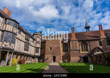 Stunning Courtyards at famous College of the University of Cambridge. Student at the University of Cambridge. Cambridge University Campus Stock Photo