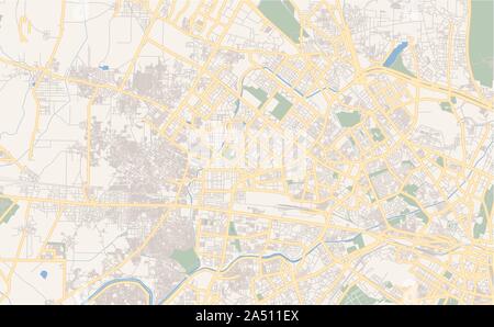 Printable street map of Delhi, State Delhi, India. Map template for business use. Stock Vector