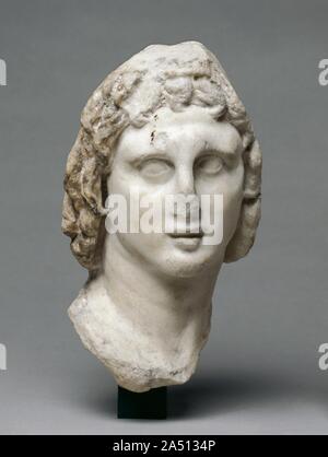 Head of Alexander the Great, 3rd Century BC. Alexander III (&quot;the Great&quot;) of Macedon (356-323 BC) was the most successful military commander in history. At the time of his death in Babylon at age 32, he had conquered the Greek mainland, Egypt, the Near East, including the Persian Empire, and had marched as far east as the Hyphasis River in India. The son of Philip II of Macedon and Olympias, he was tutored from the age of 13 by Aristotle, who gave him a personally annotated copy of Homer&#x2019;s Iliad, which he brought with him on his campaigns, always striving to emulate the uncompr Stock Photo