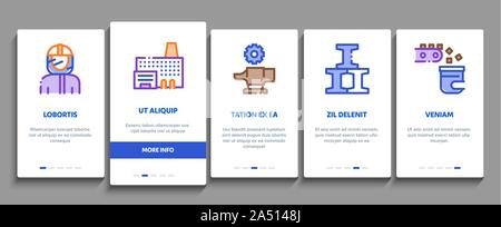 Metallurgical Onboarding Elements Icons Set Vector Stock Vector