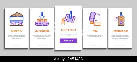 Metallurgical Onboarding Elements Icons Set Vector Stock Vector