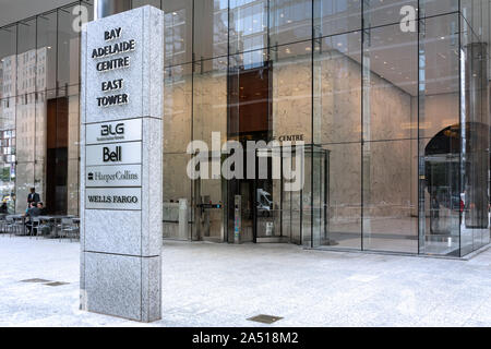 Toronto, Canada October 03, 2018 : Entrance of the Bay-Adelaide Center is a set of two skyscrapers of 215 and 196 meters built in 2010 and in 2016 in Stock Photo