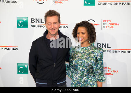 Edward Norton and Gugu Mbatha-Raw attending the photocall of Motherless Brooklyn during the Rome Film Fest 2019 Stock Photo