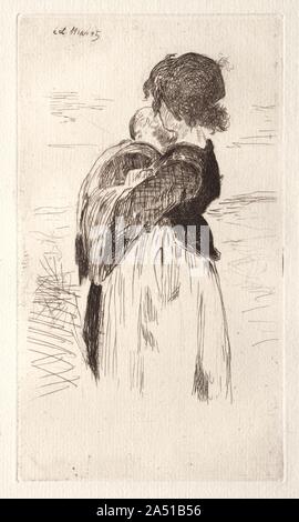 La Petite Fille Tenant Un Bebe Edouard Manet French 12 18 Etching Stock Photo Alamy