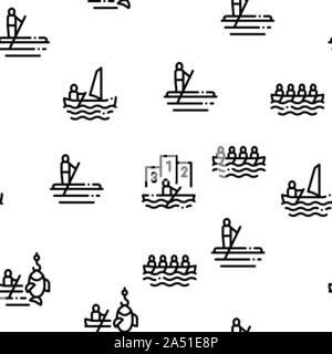 Canoeing Seamless Pattern Vector Stock Vector