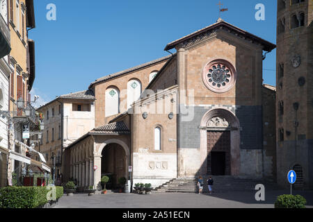 Romanesque Collegiata dei Santi Andrea e Bartolomeo (Collegiate Church of Saints Andrew and Bartholomew) on Piazza della Repubblica in historic centre Stock Photo