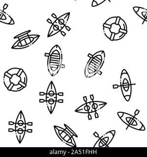 Canoeing Seamless Pattern Vector Stock Vector