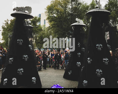 Day of the Dead parade personification of souls in sorrow, Mexico City Stock Photo