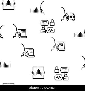 Voice Control Seamless Pattern Vector Stock Vector