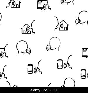 Voice Control Seamless Pattern Vector Stock Vector