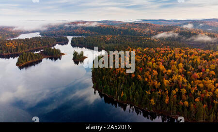 Aerial view in autumn,  Mauricie National Park, Canada Stock Photo