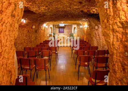 St Peter & Pauls rocky underground Catholic Church, Coober Pedy, South Australia, Australia Stock Photo