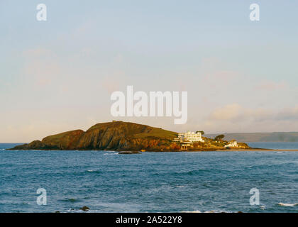 Sunrise at Burgh Island, where Christie's 'And Then There Were None' took place. Stock Photo