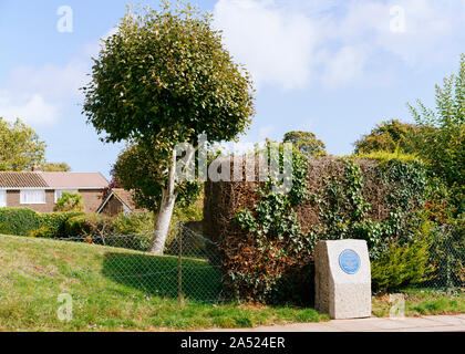 A blue plaque at the site of 'Ashfield', the birthplace of Agatha Christie. Stock Photo