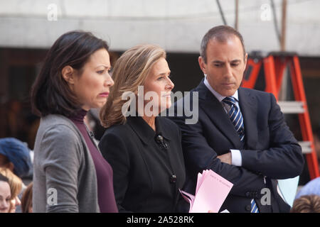 Ann Curry, Meridith Viera and Matt Lauer on the 'TODAY' show in Rockefeller Center on May 13, 2009. Stock Photo