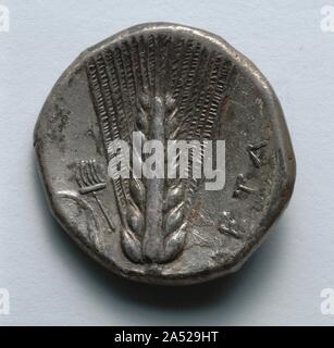 Stater: Corn, Rake, and Leaf (reverse), 330-300 BC. Stock Photo