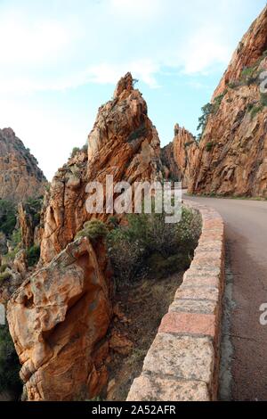 french road called D81 in french island of Corsica without cars Stock Photo