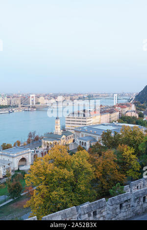 Budapest, Hungary - Oct 14, 2019: Budapest cityscape at dusk Elizabeth Bridge Stock Photo