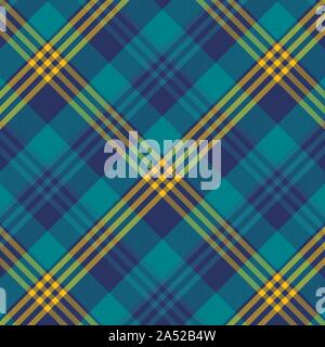 Tartan Pattern in Blue and Yellow. Texture for plaid, tablecloths, clothes, shirts, dresses, paper, bedding, blankets, quilts and other textile produc Stock Vector
