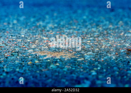 blue abstraction, blue background with yellow and red splashes Stock Photo