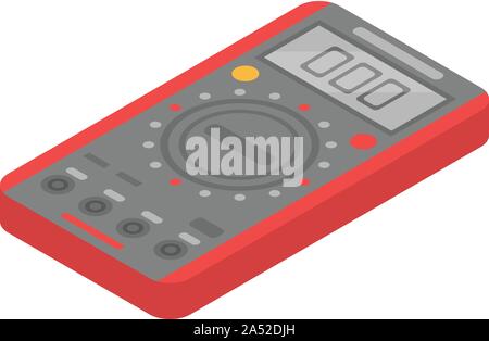 Red electric tester icon, isometric style Stock Vector