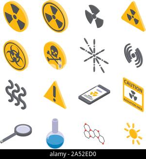 Radiation icons set, isometric style Stock Vector