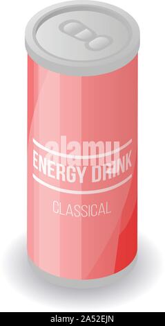 Red energy drink tin icon, isometric style Stock Vector