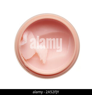 Delicate pink texture and strokes of a cosmetic face mask or cream on a white background Stock Photo