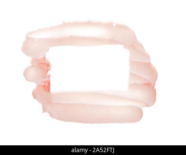 Delicate pink texture and strokes of a cosmetic face mask or cream on a white background Stock Photo