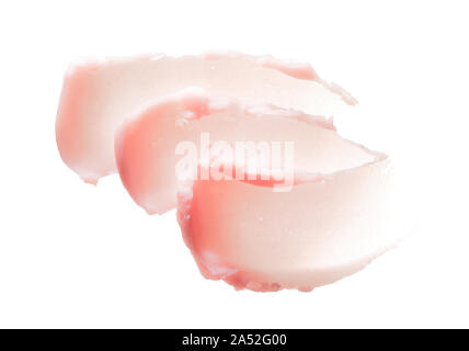 Delicate pink texture and strokes of a cosmetic face mask or cream on a white background Stock Photo