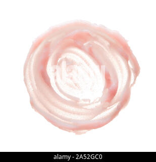 Delicate pink texture and strokes of a cosmetic face mask or cream on a white background Stock Photo