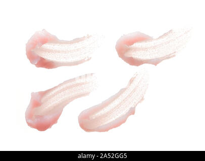 Delicate pink texture and strokes of a cosmetic face mask or cream on a white background Stock Photo