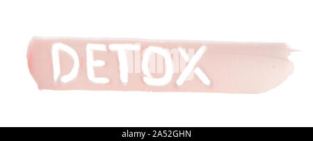 Delicate pink texture and strokes of a cosmetic face mask or cream on a white background Stock Photo