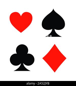 Four playing card signs on white background vector Stock Vector