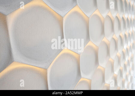 modern interior exterior and hexagons pattern background with bright golden lighting Stock Photo