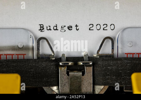 old typewriter with text budget 2020 Stock Photo