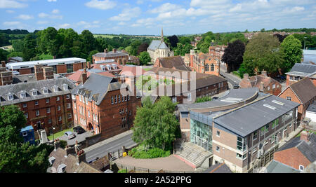 Marlborough College, seen from the tower of St Peter's church. Stock Photo