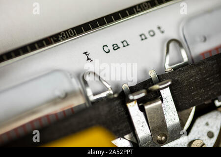 old typewriter with text i can not Stock Photo