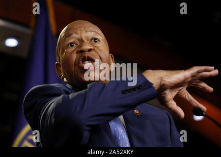 Washington, District of Columbia, USA. 24th July, 2019. United States Representative Elijah Cummings (Democrat of Maryland) speaks at a press conference with United States Representative Jerrold Nadler (Democrat of New York), United States Representative Adam Schiff (Democrat of California), and Speaker of the United States House of Representatives Nancy Pelosi (Democrat of California), where he discussed Former Special Counsel Robert Mueller's testimony on Capitol Hill in Washington, DC, U.S. on July 24, 2019 Credit: Stefani Reynolds/CNP/ZUMA Wire/Alamy Live News Stock Photo