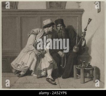 Young Greek Man in Conversation with a Priest, second half 19th century. Stock Photo