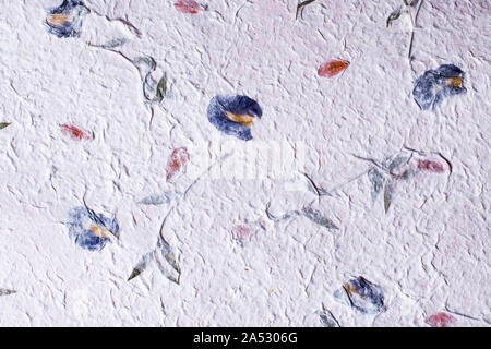 Seamless floral made of petals fiber japanese paper pattern on a white background Stock Photo