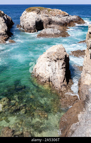 Route of the Fishermen, located in the southwest of Portugal, with its rock formations and crystalline sea. Stock Photo