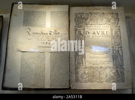 The Works of St Augustine, in the Treasury at St Edmundsbury Cathedral, Bury St Edmunds, Suffolk, UK Stock Photo