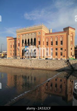 Bosnia and Herzegovina, Sarajevo, City Hall, Vijecnica, Stock Photo