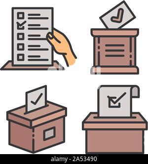 Ballot icons set. Outline set of ballot vector icons for web design isolated on white background Stock Vector