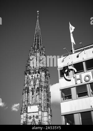 Hamburg Germany Mar 18 St Nikolai Memorial And Logotype Insignia On The Headquarter Of Holcim Swiss Based Global Building Materials And Aggregates Company Stock Photo Alamy