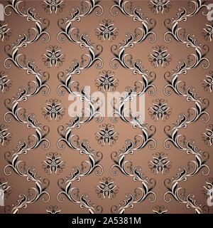 Wallpaper seamless brown pattern. Dark background Stock Vector