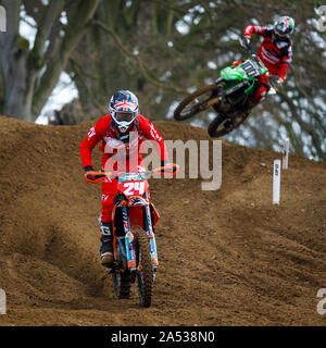 Shaun Simpson on his RFX Racing KTM during the MX1 Maxxis British Championship Motocross at Cadders Hill, Lyng, Norfolk, UK. Stock Photo