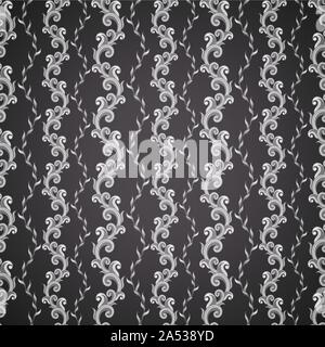 Wallpaper seamless black and white pattern. Dark background Stock Vector